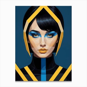 Geometric Woman Portrait Pop Art Fashion Yellow (13) Canvas Print