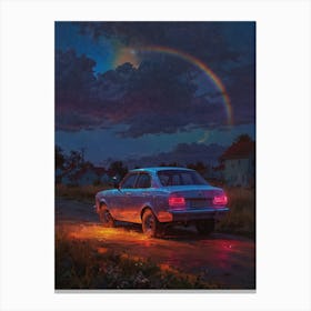 Rainbow Over A Car Canvas Print