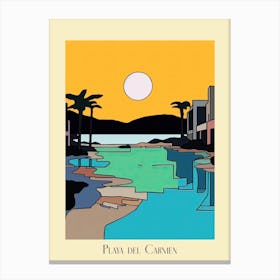 Poster Of Minimal Design Style Of Playa Del Carmen, Mexico 1 Canvas Print