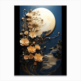 Moon And Flowers 1 Canvas Print