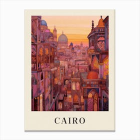 Cairo Egypt 1 Vintage Pink Travel Illustration Poster Canvas Print