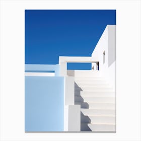 White And Blue Stairs Canvas Print