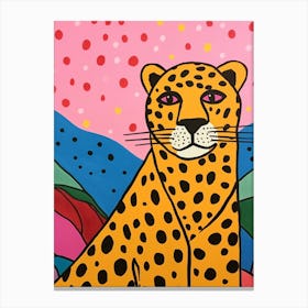Pink Polka Dot Mountain Lion 1 Canvas Print