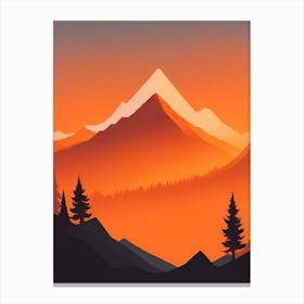 Misty Mountains Vertical Composition In Orange Tone 29 Canvas Print