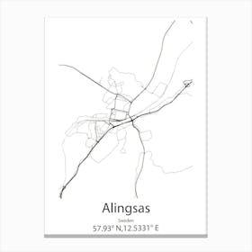 Alingsas,Sweden Minimalist Map Canvas Print