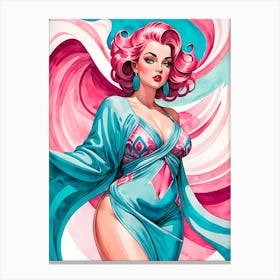Portrait Of A Curvy Woman Wearing A Sexy Costume (34) Canvas Print