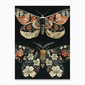 Night Butterflies William Morris Style 3 Canvas Print