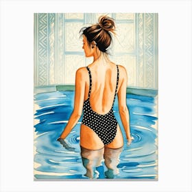 Woman In The Pool Canvas Print