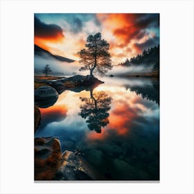 Lone Tree At Sunset 2 Canvas Print