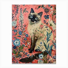 Floral Animal Painting Cat 2 Canvas Print