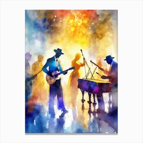 Watercolor Of Musicians 1 Canvas Print