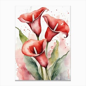 Red Calla Lily Flowers Canvas Print