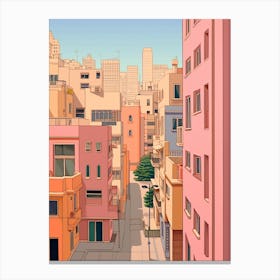 Tel Aviv Israel 3 Vintage Pink Travel Illustration Canvas Print