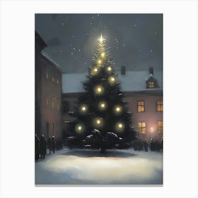 Christmas Tree In The Snow 10 Canvas Print