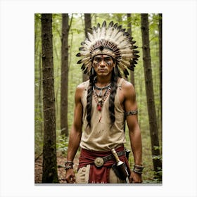 Indian Man In The Woods 10 Canvas Print