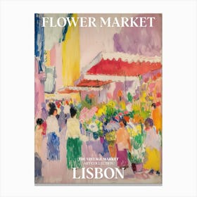 Vintage Flower Market Painting Lisbon Canvas Print