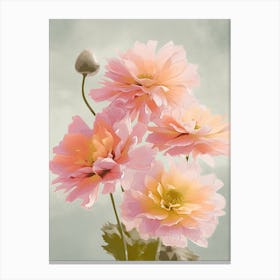 Dahlia Flowers Acrylic Painting In Pastel Colours 1 Canvas Print