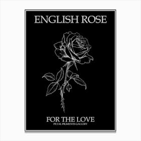 English Rose Black And White Line Drawing 40 Poster Inverted Canvas Print