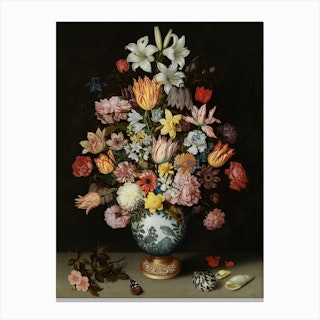 A Still Life Of Flowers In A Wanli Vase, Ambrosius Bosschaert the Elder Canvas Print