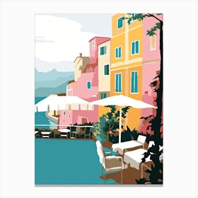 Positano, Italy, Flat Pastels Tones Illustration 4 Canvas Print