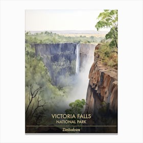 Victoria Falls National Park Zimbabwe Watercolour 4 Canvas Print