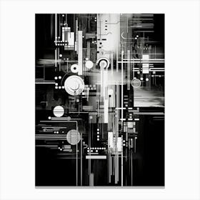 Technology Abstract Black And White 3 Canvas Print