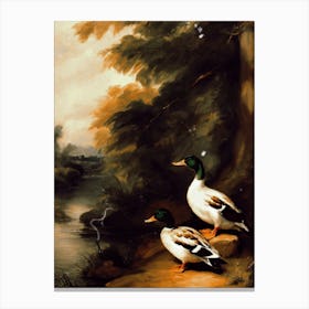 Ducks By The River Wall Art Above Tv Canvas Print