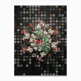 Vintage Red Berries Flower Wreath on Dot Bokeh Pattern n.0045 Canvas Print