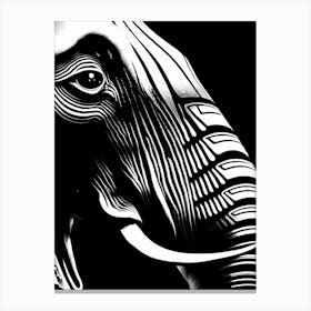 Elephant Head In Black And White, 1337 Canvas Print