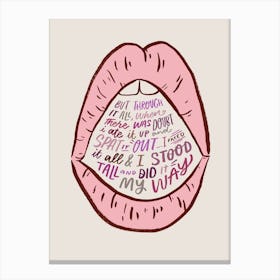 My Way - Frank Sinatra, Song Lyrics Canvas Print