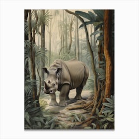 Illustration Of Rhino In The Distance Realistic Illustration 2 Canvas Print