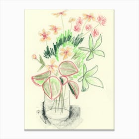 Pencil Flowers 1- floral vertical minimal Canvas Print