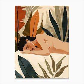 Woman Laying In A Jungle, Nude Series Canvas Print