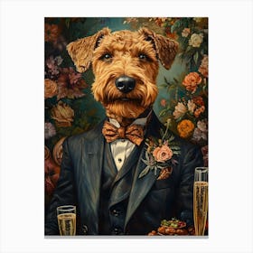 Classy Airedale At The Bar 7 Canvas Print