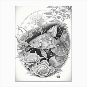 Doitsu Hariwake Koi Fish Haeckel Style Illustastration Canvas Print