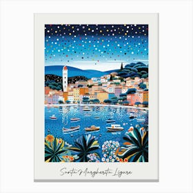 Poster Of Santa Margherita Ligure, Italy, Illustration In The Style Of Pop Art 2 Canvas Print