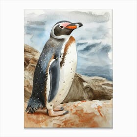 Humboldt Penguin Carcass Island Watercolour Painting 3 Canvas Print