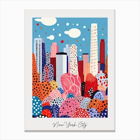Poster Of New York City, Illustration In The Style Of Pop Art 3 Canvas Print