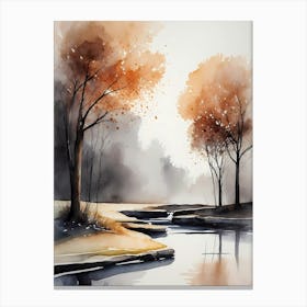 Autumn Trees By The River Canvas Print