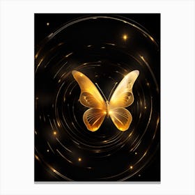 Golden Butterfly On Black Background 1 Canvas Print