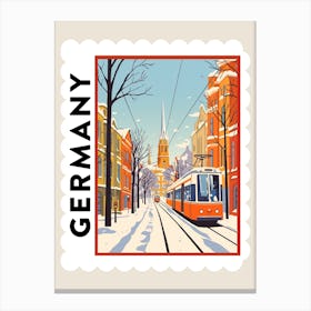 Retro Winter Stamp Poster Hamburg Germany 2 Canvas Print