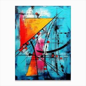 Ocean I, Avant Garde Modern Vibrant Abstract Painting with Blue Background Canvas Print