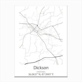 Dickson,United States Minimalist Map Canvas Print