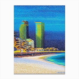 Pompano Beach, City Us  Pointillism Canvas Print