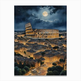 A Nocturnal Vision of the Colosseum Canvas Print