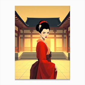 Geisha Woman in Yard Canvas Print