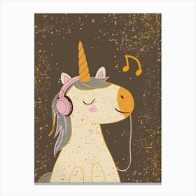 Unicorn Listening To Music With Headphones Muted Pastels 2 Canvas Print