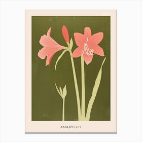 Pink & Green Amaryllis 4 Flower Poster Canvas Print