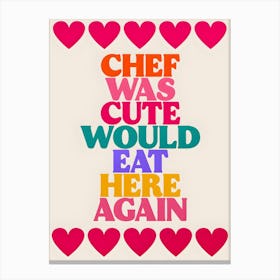 Aesthetic Kitchen Colourful Chef Fun Home Canvas Print