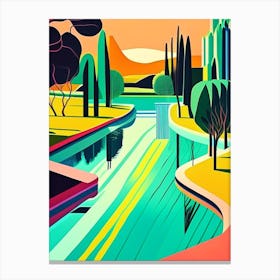 Lanes In Swimming Pool Landscapes Waterscape Midcentury 1 Canvas Print